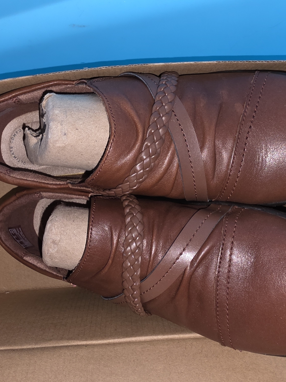 Clarks Women's Brown Braided Strap Loafers
